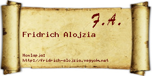 Fridrich Alojzia névjegykártya